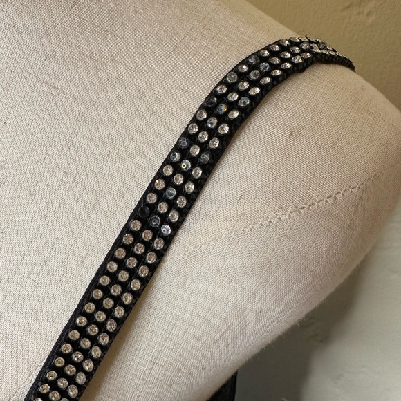 Vintage short black fringe dress with crystals on shoulder straps size 2-4 - Picture 4 of 10